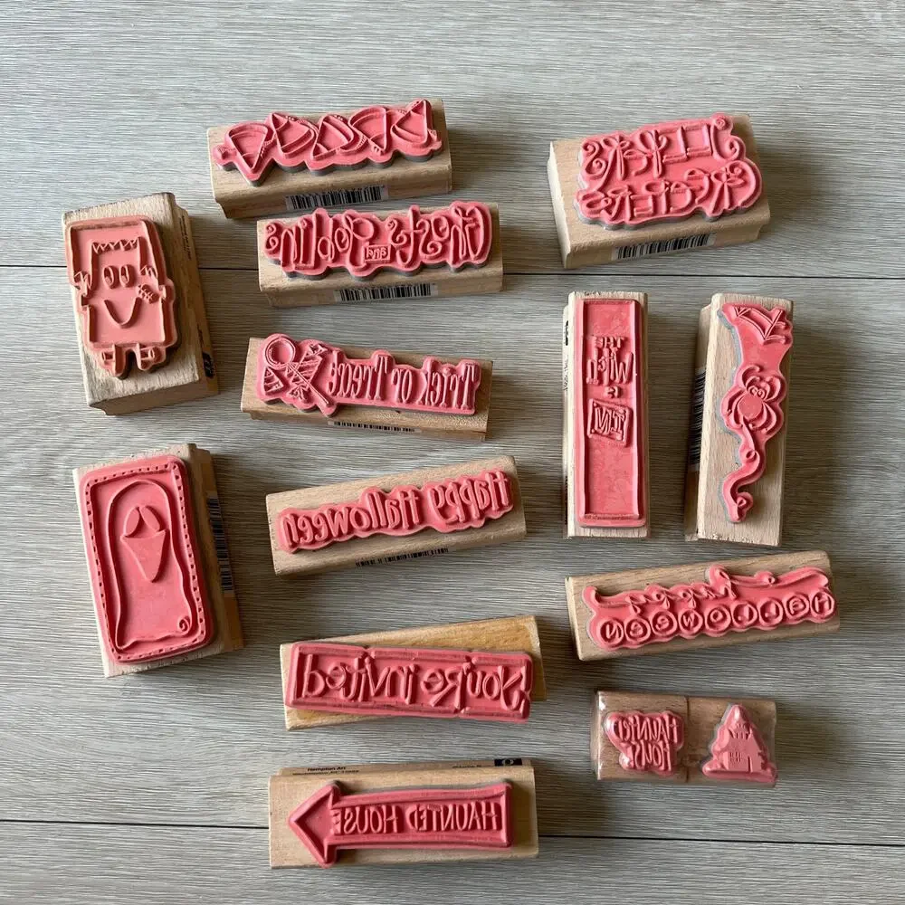 Halloween Rubber Stamp Lot of 14 Text G Studio Kolette Hall